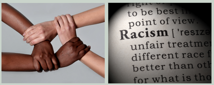 Joined hands the word racism