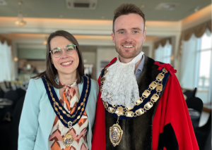 Councillor Ciaran Cronnelly with his wife Katherine the Mayoress