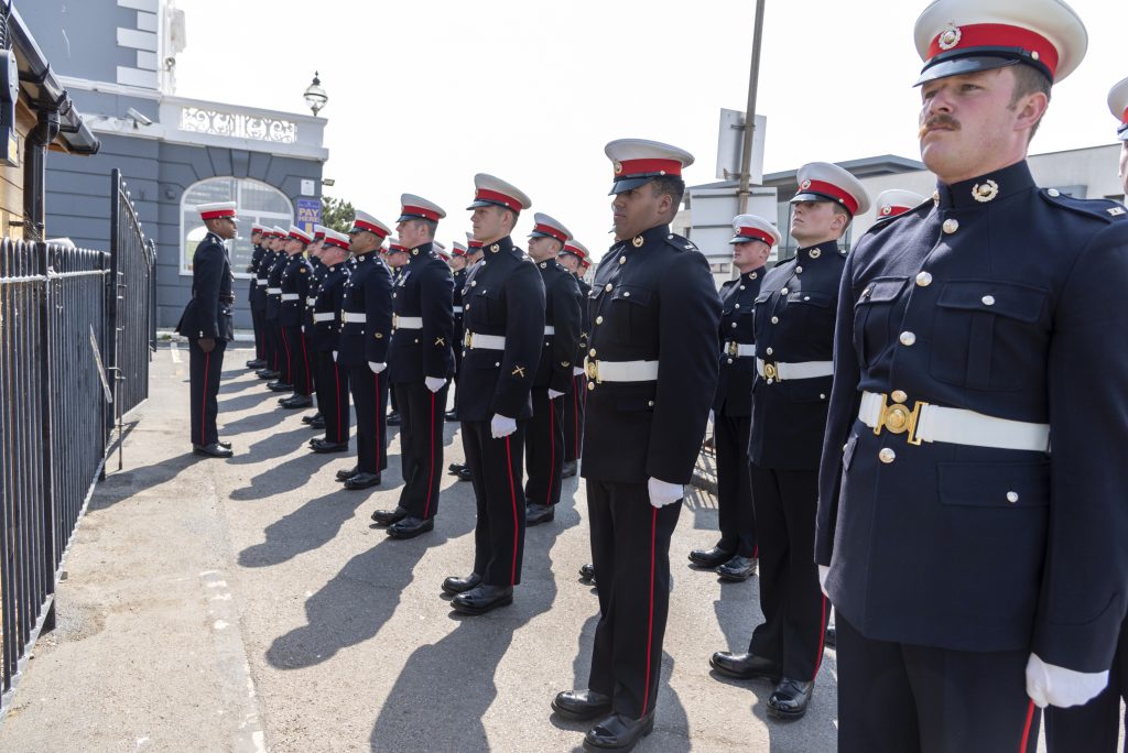 40 Commando Royal Marines march through Weston super Mare for Armed Forced Day Parade.